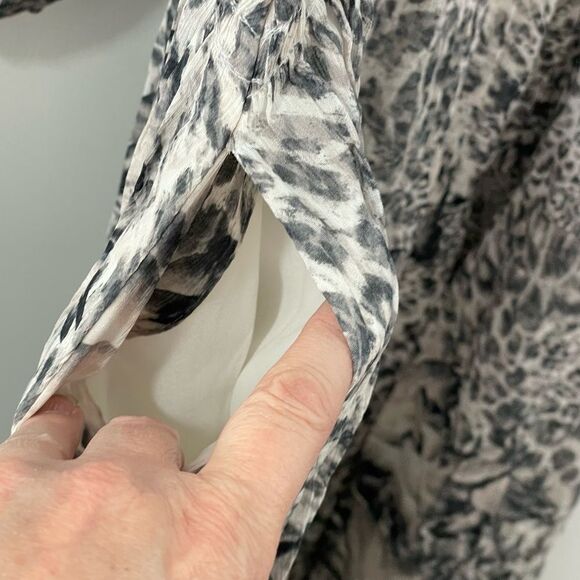 NWT All Saints Amara Laertes Midi Dress Size 4 Ecru Leopard Print Long Sleeve - Picture 10 of 11